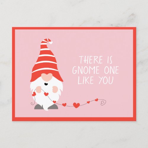There Is Gnome One Like You Red Pink  Postcard