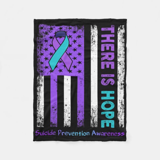 There Is Hope American Flag Suicide Prevention Awa Fleece Blanket (Front)
