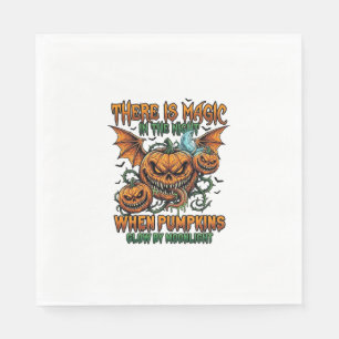 There Is Magic Halloween Monster Pumpkins Bat Wing Napkins
