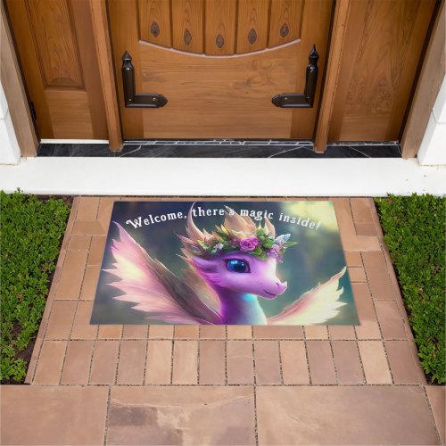 There is Magic Inside _ Purple Fairy Dragon Doormat