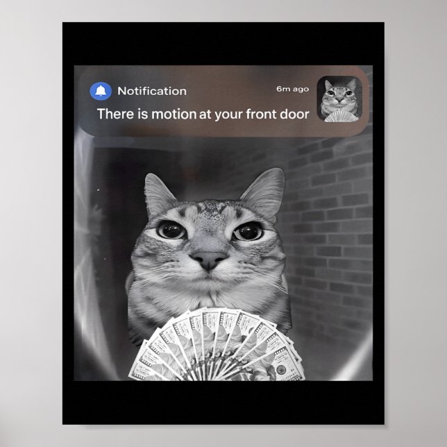 There Is Motion At Your Front Door Funny Cat Motio Poster (Front)