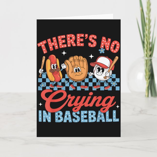 There Is No Crying In Baseball Funny Game Day Base Card (Front)