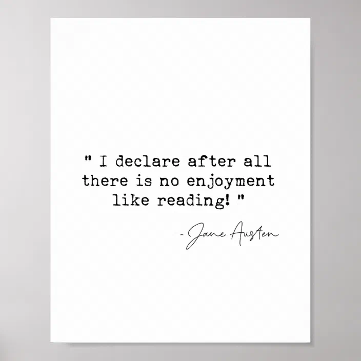 JANE AUSTEN Educational Art Print Quote THERE'S NO ENJOYMENT LIKE READING 
