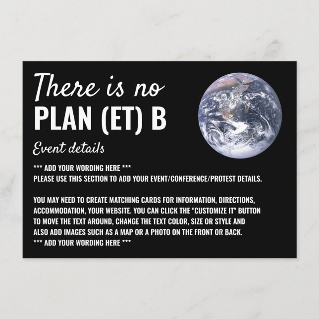 There is No Plan (et) B, Climate Change Detail Enclosure Card (Front)