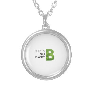 There is No Planet B – Green Earth Typography Silver Plated Necklace