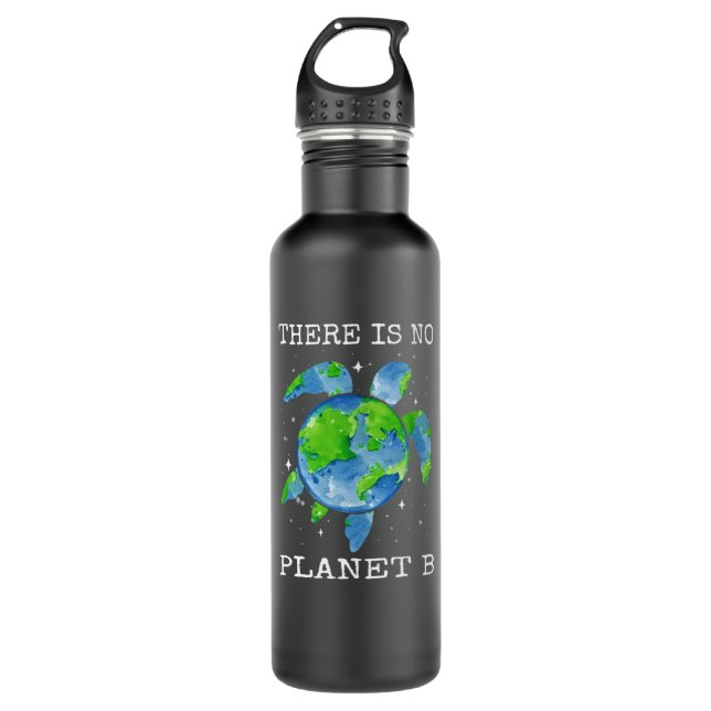 There Is No Planet B Turtle Design Earth Day Gifts Stainless Steel Water Bottle (Front)