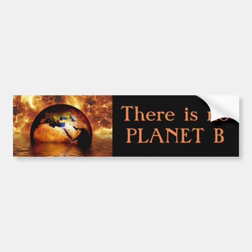 There is no Planet B  with Burning Earth Bumper Sticker