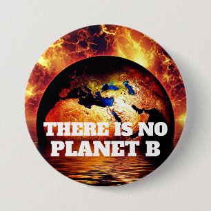"There is No Planet B" with Burning Earth Button
