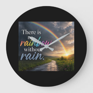 There Is No Rainbow Without Rain Large Clock
