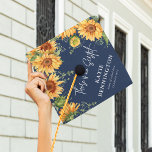 There is no Script... Calligraphy Sunflower Graduation Cap Topper<br><div class="desc">Customize this beautiful Graduation Cap Topper - Designed with a trendy navy blue background,  decorated with autumnal yellow sunflowers and greenery. The white elegant calligraphy typography reads 'There is no Script... ' add name,  place of study and class year. Let's celebrate the Grad!</div>
