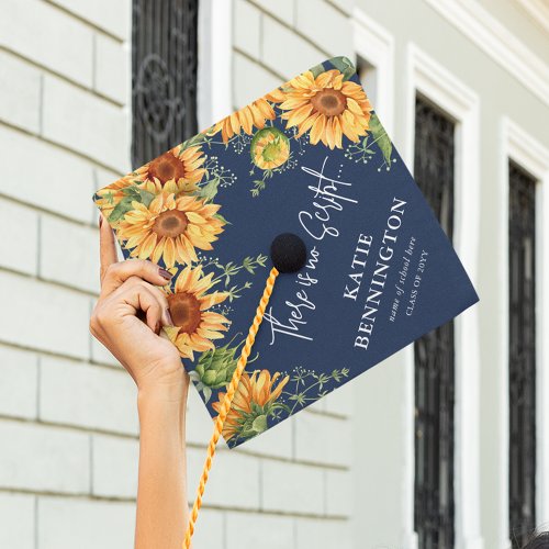There is no Script Calligraphy Sunflower Graduation Cap Topper