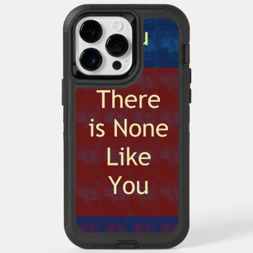 There is None Like You Checkered Text Art Design OtterBox iPhone 14 Pro Max Case