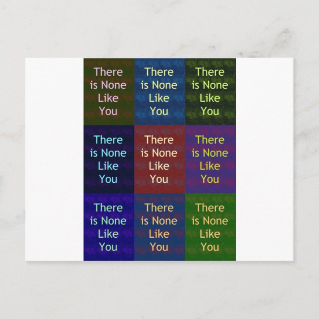 "There Is None Like You": The Mosaic Grid Communic Postcard (Front)