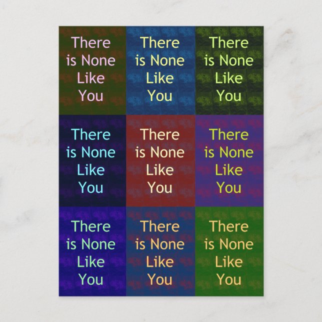 "There Is None Like You": The Mosaic Grid Communic Postcard (Front)