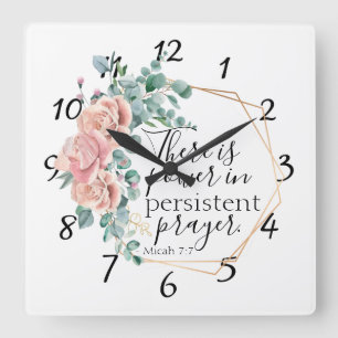 There is power in prayer square wall clock