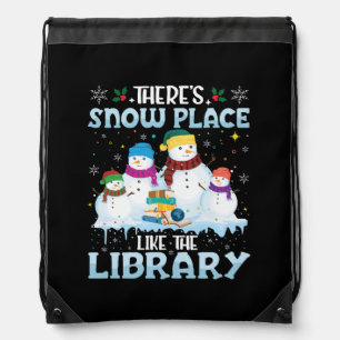 There is Snow Place Like The Library Christmas Drawstring Bag