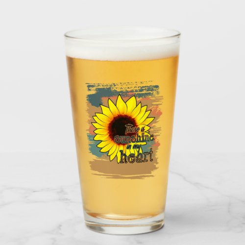 There Is Sunshine In My Heart Sunflower Quotes Glass