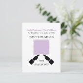 There or Square Save the Date Postcard, Lilac Announcement Postcard (Standing Front)