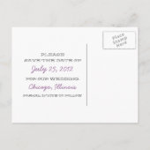 There or Square Save the Date Postcard, Lilac Announcement Postcard (Back)