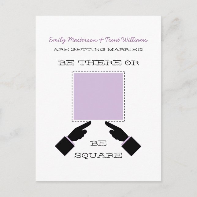There or Square Save the Date Postcard, Lilac Announcement Postcard (Front)