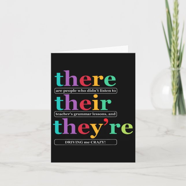 There Their They're English Grammar Teacher Back T Card (Front)