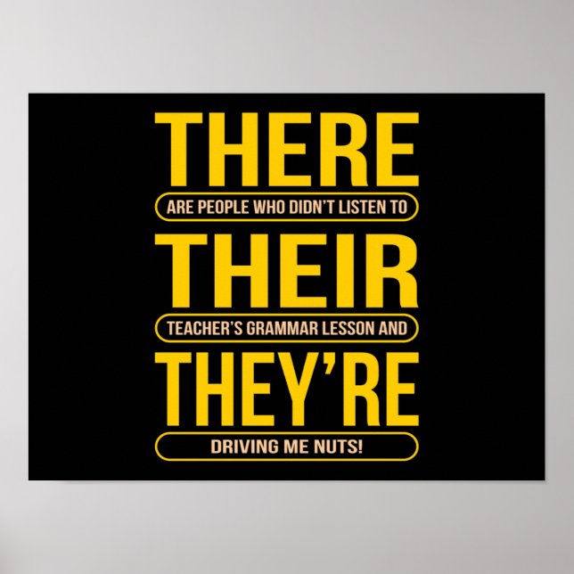 There Their They're English Language Teacher Poster (Front)