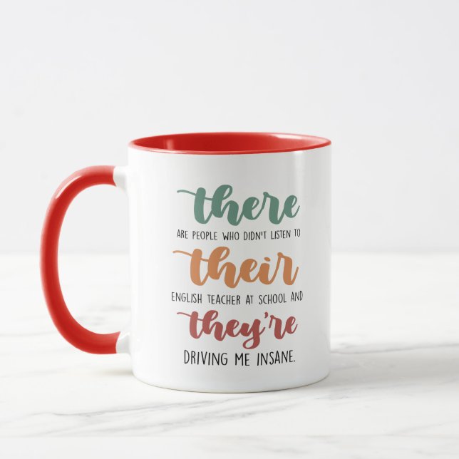 There Their They're Funny English Teacher Coffee Mug (Left)