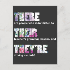 There Their They're T shirt English Grammar Funny Postcard