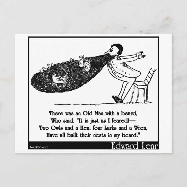 There was an Old Man with a beard Postcard (Front)