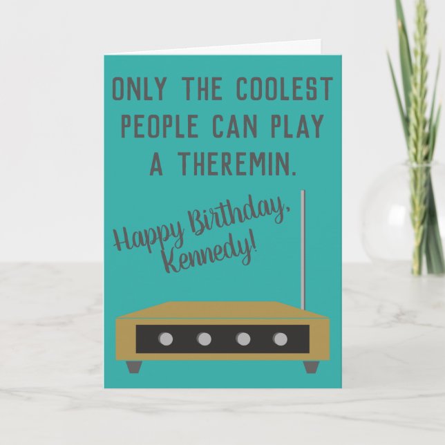 Theremin Musical Instrument Happy Birthday Card (Front)