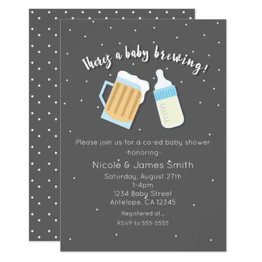 There S A Baby Brewing Beer Mugs Co Ed Shower Invitation Zazzle There S A Baby Brewing Beer Mugs Co Ed Shower Invitation