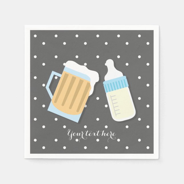 There's A Baby Brewing Beer Mugs Grey Shower Napkins (Front)