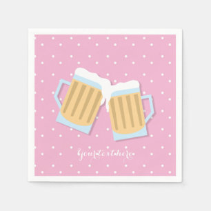 There's A Baby Brewing Beer Mugs Pink Shower Paper Napkins