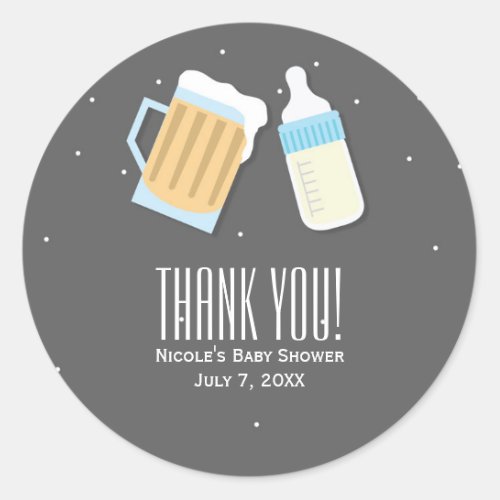 Theres A Baby Brewing Beer Mugs Shower Favor Classic Round Sticker