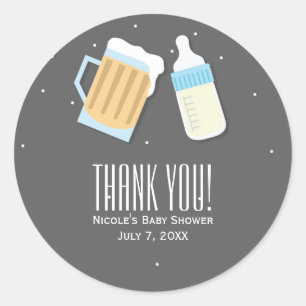 There's A Baby Brewing Beer Mugs Shower Favor Classic Round Sticker