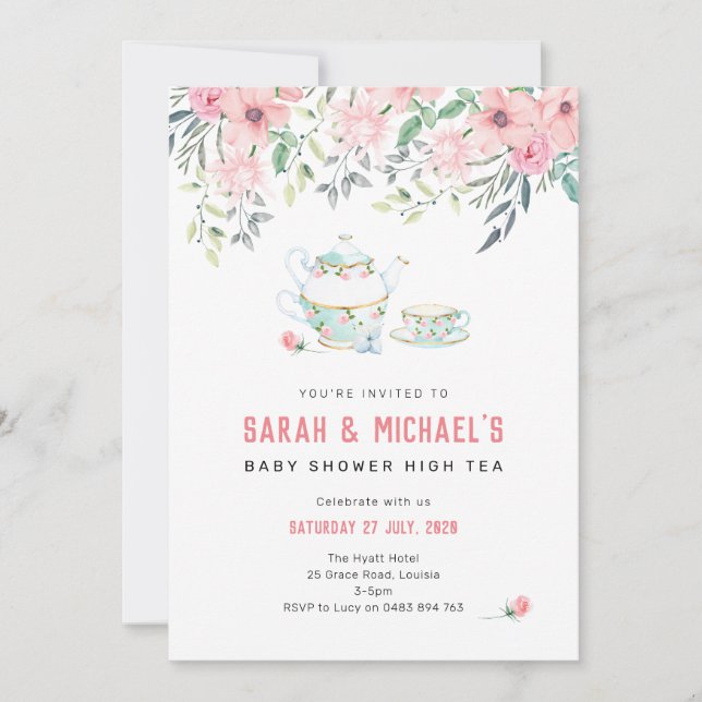 Theres a baby brewing invitation, baby shower invitation (Front)