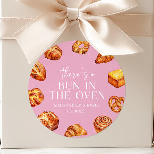There's A Bun In The Oven Bread Baby Shower Classic Round Sticker