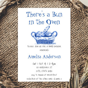 There's A Bun In The Oven Bread Baby Shower Invitation