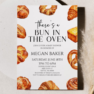 There's A Bun In The Oven Bread Baby Shower Invitation