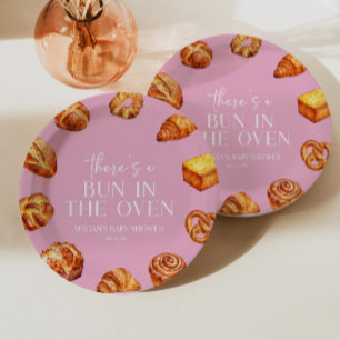 There's A Bun In The Oven Bread Baby Shower Paper Plates
