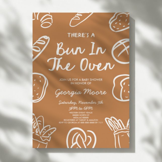 There's A Bun In The Oven Whimsical Baby Shower Invitation (Creator Uploaded)