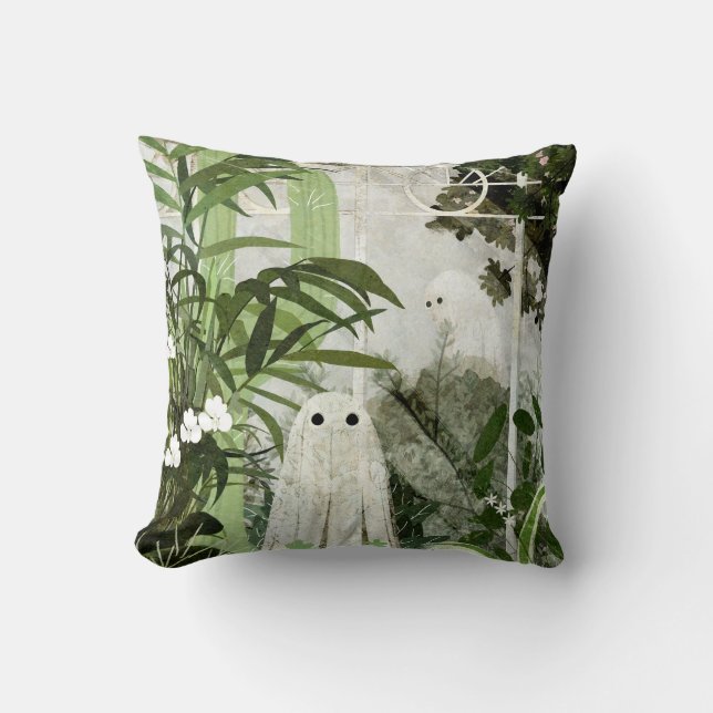 There's A Ghost In The Greenhouse Again... Throw Pillow (Front)
