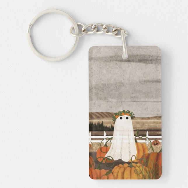 There's A Ghost In The Pumpkin Patch Again Keychain (Front)