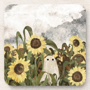 There's a ghost in the sunflower field again... beverage coaster