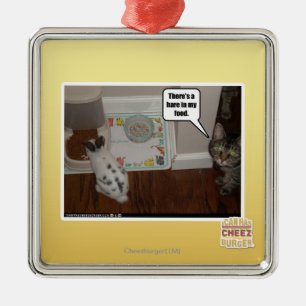 There's a hare in my food. metal ornament