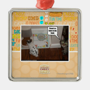 There's a hare in my food. metal ornament