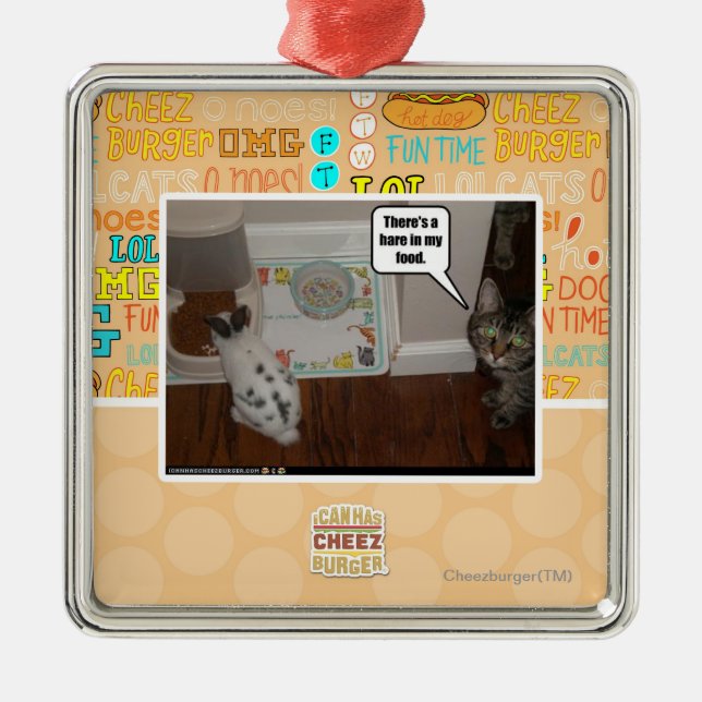 There's a hare in my food. metal ornament (Front)