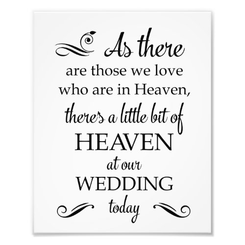 Theres A Little Bit Of Heaven Wedding Memorial Photo Print