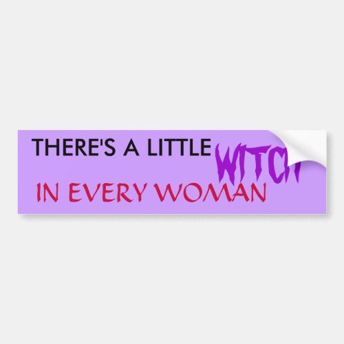 THERES A LITTLE WITCH IN EVERY WOMAN BUMPER STICKER