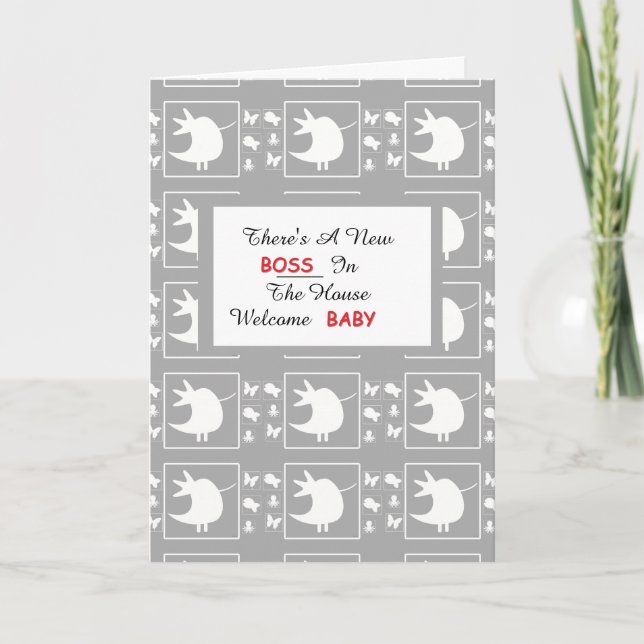 There's A New Boss In The House Baby Shower Card (Front)